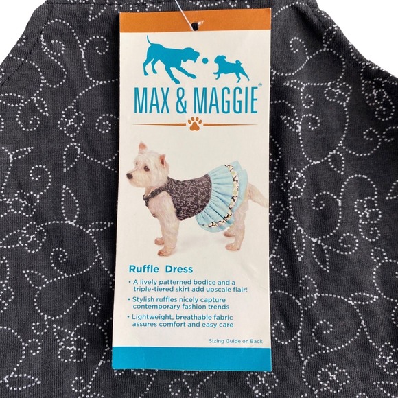 NEW Max & Maggie Ruffle Dog Dress Blue Black Size S - Picture 4 of 8
